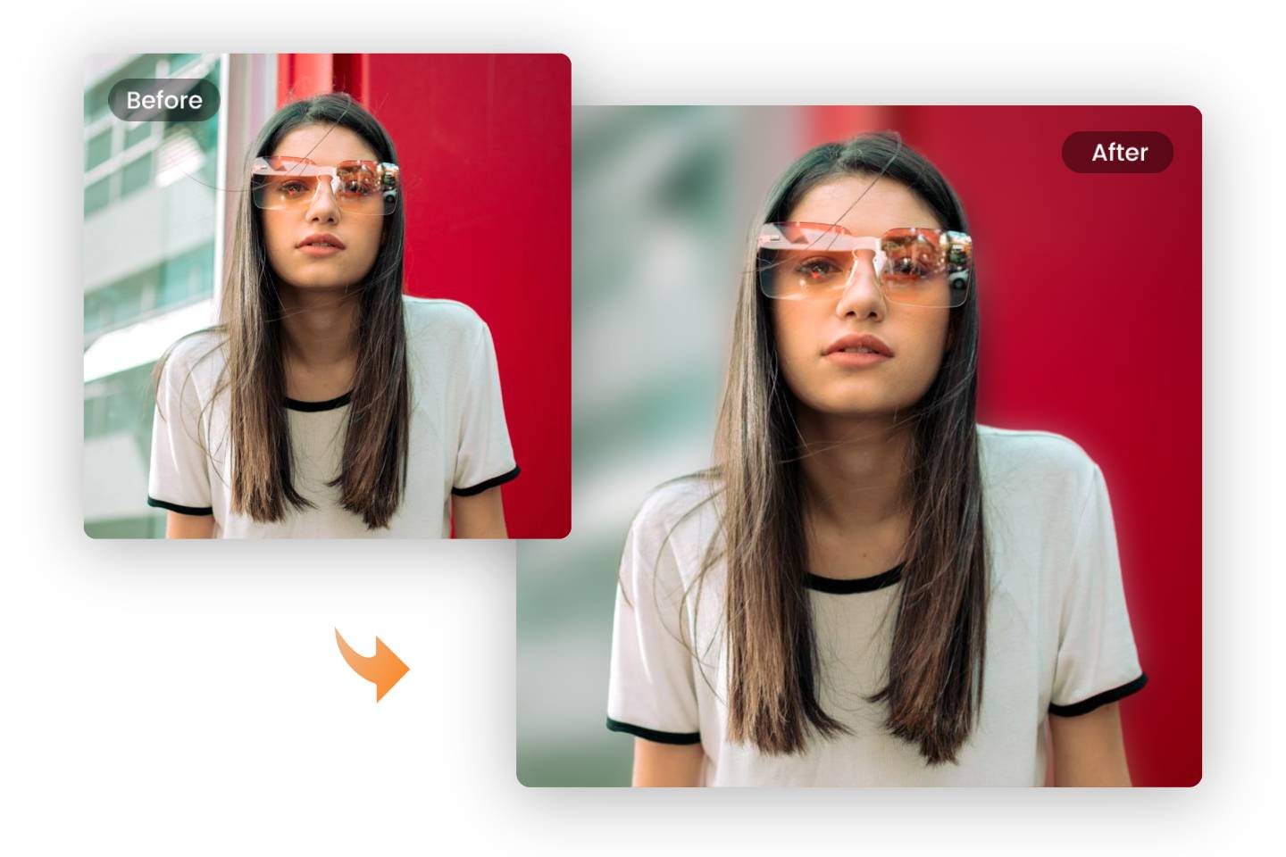 Blur the background of a picture of a girl