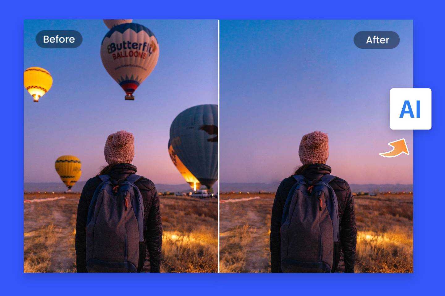 Supprimez gratuitement un élément sur une photo en ligne avec la fonction AI de suppression dobjet de Fotor